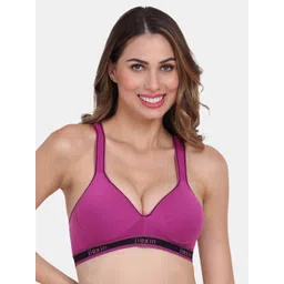 Amour Secret Purple & Black Lightly Padded Sports Bra-picture-14