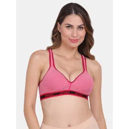 Amour Secret Red & White Lightly Padded Sports Bra-picture-28
