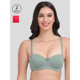 Amour Secret Women Green & Red Lightly Padded Bra-picture-18