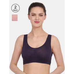 Amour Secret Women Pack Of 2 Navy Blue & Peach Non Padded & Non Wired Seamless Bra-AB044-picture-36