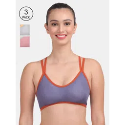 Amour Secret  Women Pack Of 3 Lightly Padded & Non-Wired Seamless Bra-S3004_Blu_Gry_Rbn-picture-26
