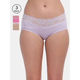 Amour Secret Women Pack Of 3 Mauve & Pink Solid Hipster Briefs-picture-38