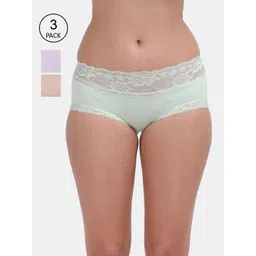 Amour Secret Women Pack Of 3 Solid Anti-Bacterial Seamless Hipster Briefs-picture-35