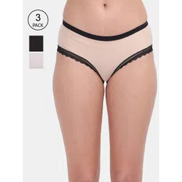 Amour Secret Women Pack Of 3 Solid Lace Hipster Briefs-picture-40