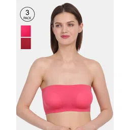 Amour Secret Women's Pack Of 3 Coral & Pink Non-Padded Tube/Bandeau Bra-picture-35