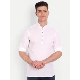 AMRIT TOP WEAR Mandarin Collar Organic Cotton Short Kurta-picture-35