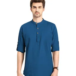 AMRIT TOP WEAR Mandarin Collar Organic Cotton Short Kurta-picture-37