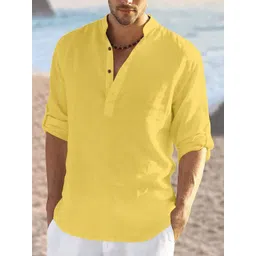 AMRIT TOP WEAR Mandarin Collar Organic Cotton Short Kurta-picture-28