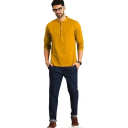 AMRIT TOP WEAR Men Pack Of 2 Band Collar Straight Short Kurta image 2