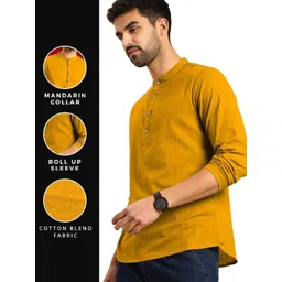 AMRIT TOP WEAR Men Pack Of 2 Band Collar Straight Short Kurta image 4