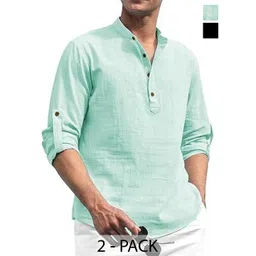 AMRIT TOP WEAR Men Pack Of 2 Pathani Long Sleeves Kurta-picture-34