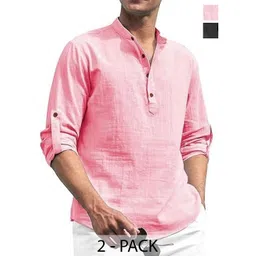 AMRIT TOP WEAR Men Pack Of 2 Solid Mandarin Collar Kurta-picture-19