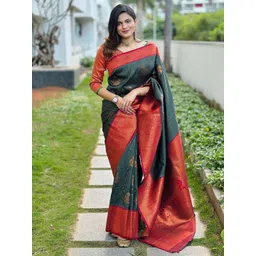 amrutkala sarees AMRUTKALA Saree Women Ethnic Motifs Printed Zari Traditional Banarasi-picture-11