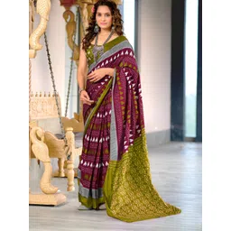 AMRUTKALA SAREES Ethnic Motifs Printed Pure Cotton Handloom Block Print Saree With Blouse-picture-14