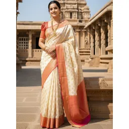 AMRUTKALA SAREES Woven Design Zari Silk Blend Handloom Banarasi Saree-picture-40