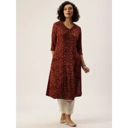 Amukti Rust Rayon Ethnic Motifs Kurti-picture-33