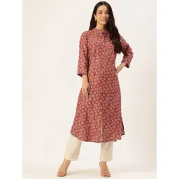 Amukti Rust Rayon Printed Kurti-picture-23