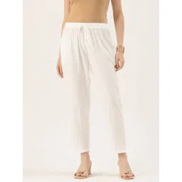Amukti White Rayon Solid Trousers-picture-37
