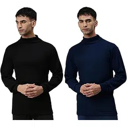 Men's High Neck Full Sleeves Black and Blue Top/Upper/Vest Thermal - Pack of 2 (#ABW-Prmm-Men-HNFS-B(1)-BL(1)-75cm)-image-30
