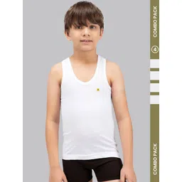 Amul Comfy Boy's Pack of 4 Cotton White Plain Sleeveless Vest-picture-27