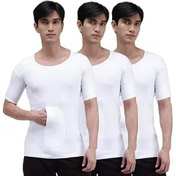amul comfy Men Cotton Solid White Half Sleeve Vest (Pack of 3)-picture-28