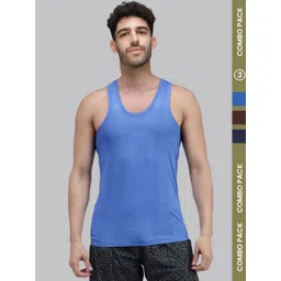 Amul Comfy Men Pack of 3 Plain Cotton Sleeveless Vest-picture-35
