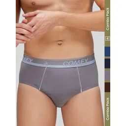 AMUL COMFY Men Pack Of 4 Cotton Solid Outer Elastic Briefs-picture-29