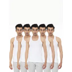 AMUL COMFY Men Pack Of 5 Solid Scoop Neck Cotton Basic Innerwear Vests-picture-27