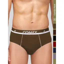 AMUL COMFY Men Pack Of 6 Multi Cotton Solid Mid-Rise Outer Elastic Briefs-picture-28