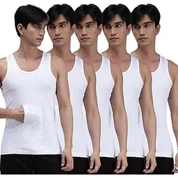 amul comfy Men's Pure Cotton White Solid Vest with Pocket Combo Pack-picture-52