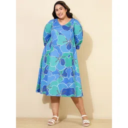 Amydus Plus Size Floral Print A-Line Midi Dress-picture-27