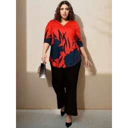 Amydus Plus Size Floral Printed V-Neck Top-picture-22