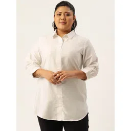 Amydus Plus Size Women White Solid  Shirt Style Top-picture-31