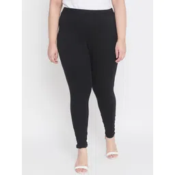 Amydus Women Plus Size Black Solid Ankle-Length Leggings-picture-13