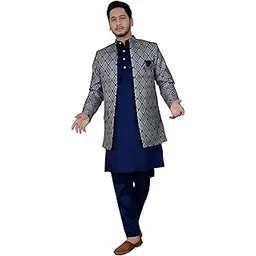 amzira Men's 100% Jacquard Printed Regular Sherwani Kurta-picture-11