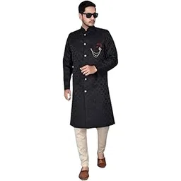 amzira Men's Ethnic Wear Black Traditional Indo Western Set (L Size) - Stylish Kurta and Dhoti with Elegant Design, Ideal for Festive Occasions and Special Events, Comfortable and Trendy Fit-picture-28
