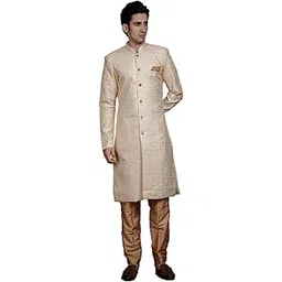 amzira Men's Traditional Ethnic Wear Indo Western Dress Set - Gold-picture-25
