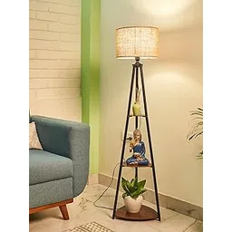 an Trader LED Tripod Floor Lamp with 3 Shelves, Metal Corner Lamp, Touch Control, 40W, White Shade, Gold-picture-29