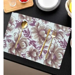 ANA Floral Table Placemats Set of 8 Mat With 1 Runner Cotton Printed Maroon | Heat Resistant | Washable | Non Slip Placemats Tea Table Cover |(13x18 Inches, Floral)-picture-25