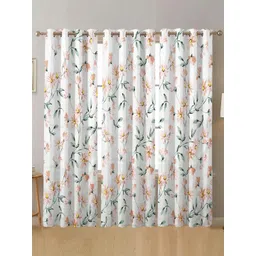 ANA White & Red Set of 3 Floral Room Darkening Door Curtain-picture-12