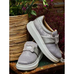 Anaar Women Textile Woven Design Embellished Sneakers-picture-29