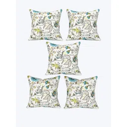 Anadhika Blue & White Set of 5 Floral Square Cushion Covers image 5