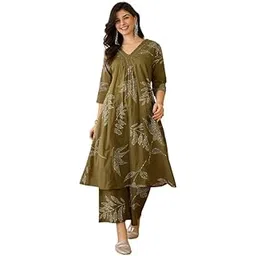 anaisa Women Pure Cotton Abstract Printed A-line Kurta with Palazzo Set-picture-26