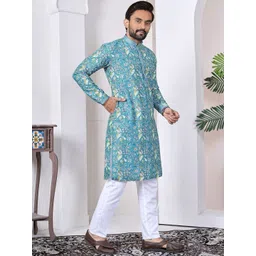 Anaita Men Floral Printed Thread Work Kurta-picture-16