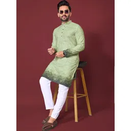 Anaita Men Printed Flared Sleeves Thread Work Kurta image 1