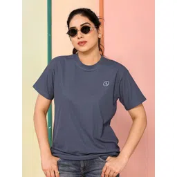 anand Women Solid Round Neck Polyester Grey T-Shirt-picture-27