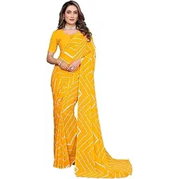 anand sarees SAREES Women's Regular Fit Laheriya Print Bollywood Georgette Saree with Matching Blouse Piece | Stylish, Comfortable & Fancy Saree for Weddings, Parties, Casual Outings, Festivals-picture-44