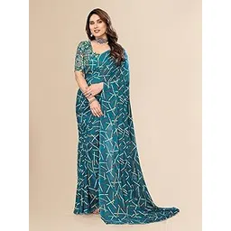 anand sarees Women's Printed Georgette Saree With Unstitched Blouse Piece-picture-35