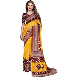 anand sarees Women's Regular Fit Printed Bandhani Georgette Saree with Matching Blouse Piece | Stylish, Comfortable & Fancy Saree for Parties, Weddings, Casual Outings, Festivals-picture-15