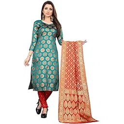 ANAND Women's Jacquard Banarasi Silk Salwar Suit Material With Banarasi Dupatta-image-42